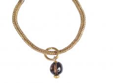 mbB222B_Smokey (Brass Snake Chain Smokey Quartz Bracelet)