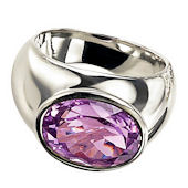 Sterling Silver & Amethyst Oval Ring